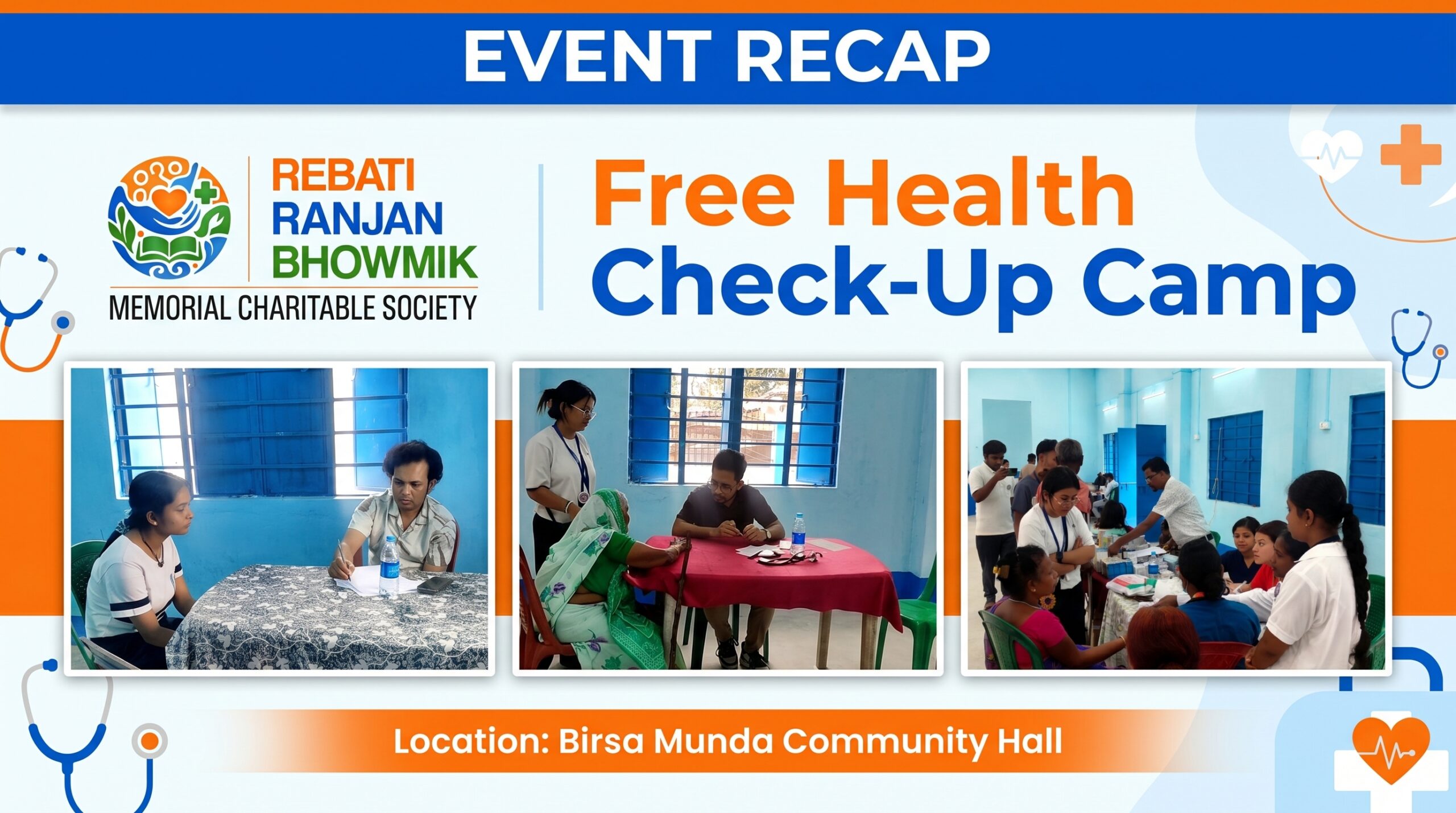Event Recap: Free Health Check-Up Camp Organized by Rebati Ranjan Bhowmik Memorial Charitable Society at Birsa Munda Community Hall